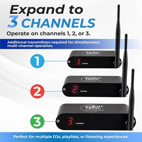 Silent Disco Transmitter TX50RF – 3 Channel RF Audio Transmitter Compatible with RF309 Headphones – Includes Necessary Cables & Adapters in Kuwait