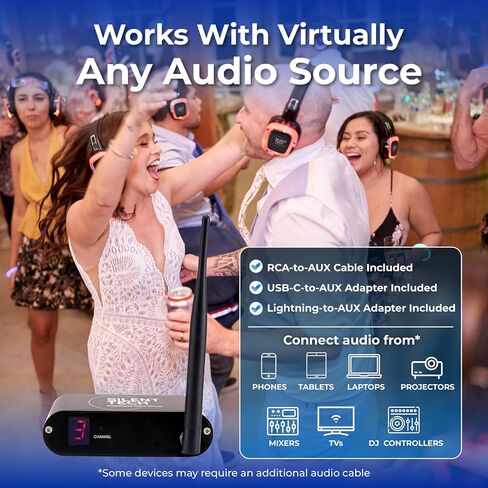 Silent Disco Transmitter TX50RF – 3 Channel RF Audio Transmitter Compatible with RF309 Headphones – Includes Necessary Cables & Adapters in Kuwait