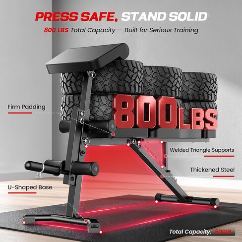 OPPSDECOR Adjustable Weight Bench, 800LBS Heavy Duty Foldable Workout Bench with Leg Extension & Curl, Preacher Curl Pad, 10-Position Flat Incline Decline Bench Press for Home Gym in Kuwait