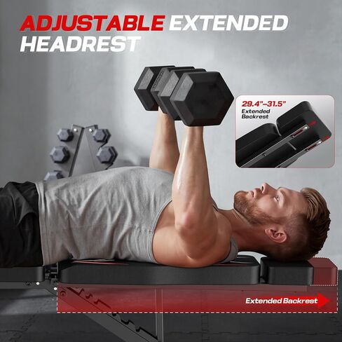 OPPSDECOR Adjustable Weight Bench, 800LBS Heavy Duty Foldable Workout Bench with Leg Extension & Curl, Preacher Curl Pad, 10-Position Flat Incline Decline Bench Press for Home Gym in Kuwait