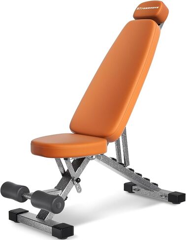Fitness Bench, Adjustable, Comfortable, Fashionable, Foldable and Extended Headrest with 192 Positions Incline Decline 900LBS Home Gym Bench for Strength Training in Kuwait