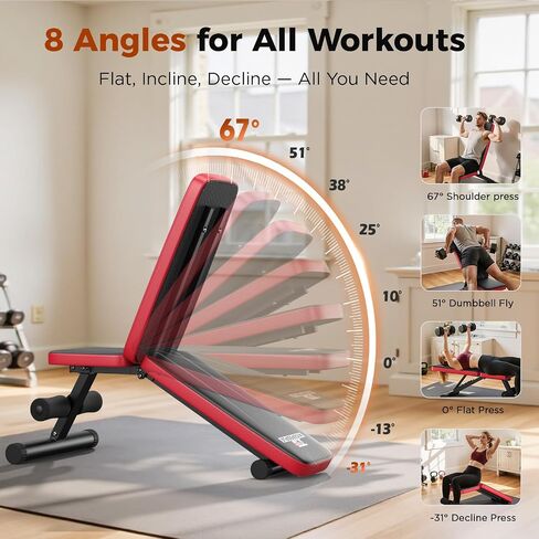 NICEPEOPLE 2 in 1 Weight Bench & Dumbbell Sets for Home Gym, 660LBS Capacity Workout Bench with Adjustable Dumbbell Set of 2, 25LBS Pair (Total 50LBS) with Storage Box for Full Body Workouts in Kuwait