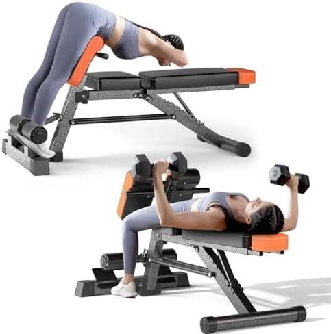 Heavy Duty 890LBS Weight Bench – Multi-Functional FID Bench with Roman Chair & Hyper Back Extension, All-in-One Adjustable Ab Sit up Bench for Strength Training in Kuwait