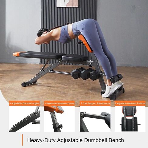 Heavy Duty 890LBS Weight Bench – Multi-Functional FID Bench with Roman Chair & Hyper Back Extension, All-in-One Adjustable Ab Sit up Bench for Strength Training in Kuwait