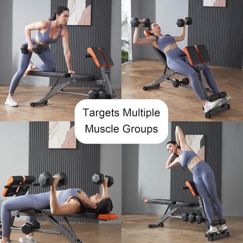 Heavy Duty 890LBS Weight Bench – Multi-Functional FID Bench with Roman Chair & Hyper Back Extension, All-in-One Adjustable Ab Sit up Bench for Strength Training in Kuwait