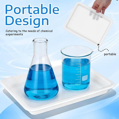 Laboratory Reagent Tray 4-Pack Acid Alkali Resistant Leakproof Plastic Lab Containment Tray 9.68X7.28X1.06In for Chemical Experiment and Safe Sample Handling in Kuwait