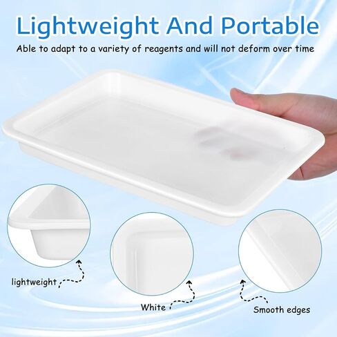 Laboratory Reagent Tray 4-Pack Acid Alkali Resistant Leakproof Plastic Lab Containment Tray 9.68X7.28X1.06In for Chemical Experiment and Safe Sample Handling in Kuwait