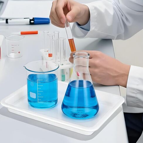 Laboratory Reagent Tray 4-Pack Acid Alkali Resistant Leakproof Plastic Lab Containment Tray 9.68X7.28X1.06In for Chemical Experiment and Safe Sample Handling in Kuwait