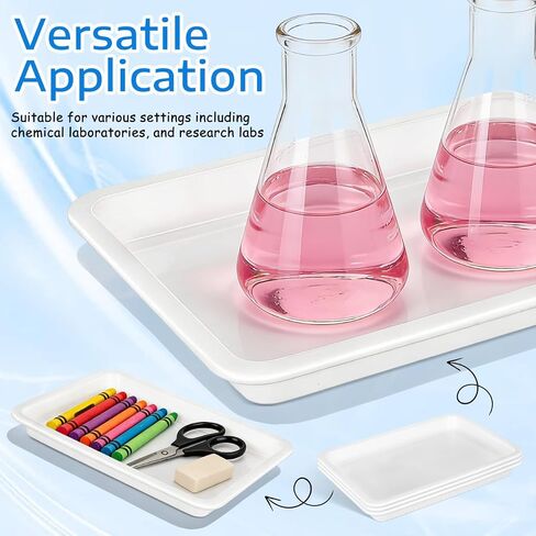 Laboratory Reagent Tray 4-Pack Acid Alkali Resistant Leakproof Plastic Lab Containment Tray 9.68X7.28X1.06In for Chemical Experiment and Safe Sample Handling in Kuwait