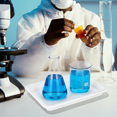 Laboratory Reagent Tray 4-Pack Acid Alkali Resistant Leakproof Plastic Lab Containment Tray 9.68X7.28X1.06In for Chemical Experiment and Safe Sample Handling in Kuwait