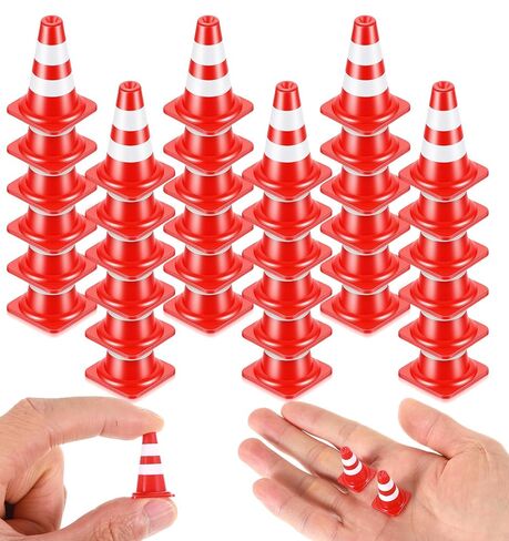 30 PCS Mini Traffic Cones, 1 Inch Abs Plastic Mini Orange Cones for Micro Landscape & Sand Table, 1.13g Lightweight Construction Caution Signs (Red) in Kuwait