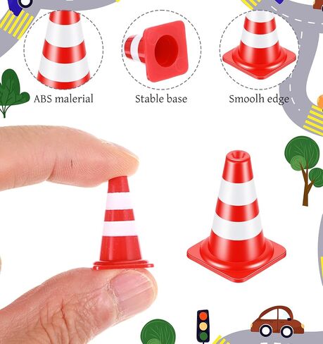 30 PCS Mini Traffic Cones, 1 Inch Abs Plastic Mini Orange Cones for Micro Landscape & Sand Table, 1.13g Lightweight Construction Caution Signs (Red) in Kuwait