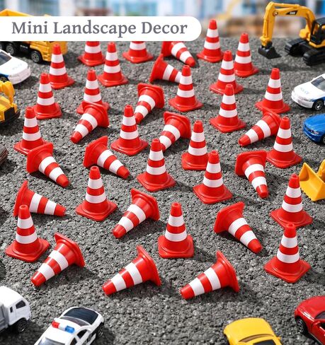 30 PCS Mini Traffic Cones, 1 Inch Abs Plastic Mini Orange Cones for Micro Landscape & Sand Table, 1.13g Lightweight Construction Caution Signs (Red) in Kuwait