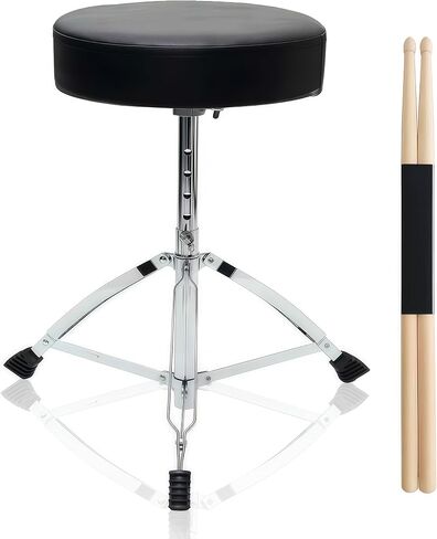 Drum Stool Drum Throne, 5-Level Height Adjustable 16.9-20.9in | 2.4in Thick Cushion, Stable Tripod, Non-Slip Feet, For Adult & Kid in Kuwait