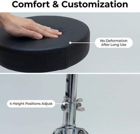 Drum Stool Drum Throne, 5-Level Height Adjustable 16.9-20.9in | 2.4in Thick Cushion, Stable Tripod, Non-Slip Feet, For Adult & Kid in Kuwait