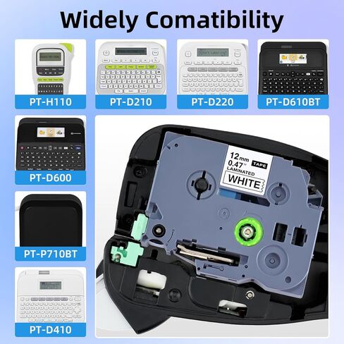 شريط صانع الملصقات HP4 - شريط لاصق ذاتي اللصق من الورق الحراري باللون الأسود على الأبيض، 7 × 15 مم، 3 لفات، ملصقات لتنظيم المدرسة والمكتب المنزلي in Kuwait