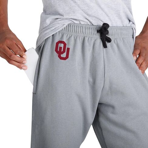 FOCO NCAA Men's Officially Licensed Heather Gray Primary Logo Campus College Striped Sweatpants Joggers Pants in Kuwait