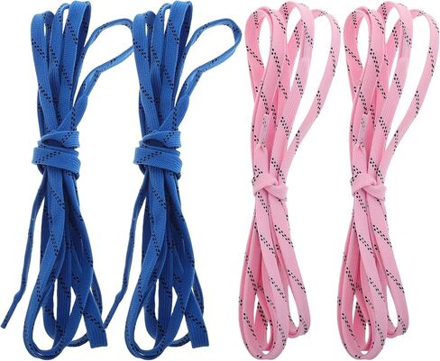 VICASKY Waxed Hockey Skate Laces Sturdy Roller Skate Shoe Laces for Youth 244cm Flat Polyester Shoelaces for Athletic Sports 2 Pairs Blue-dark Pink Pink-dark Blue in Kuwait