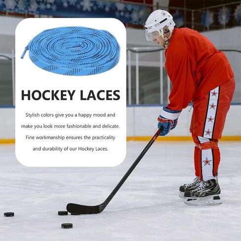 DECHOUS Waxed Wear-resistant Hockey Skate Laces 2 Pairs 96 Inch Blue for Ice Skates and Roller Sports Shoe Accessories in Kuwait