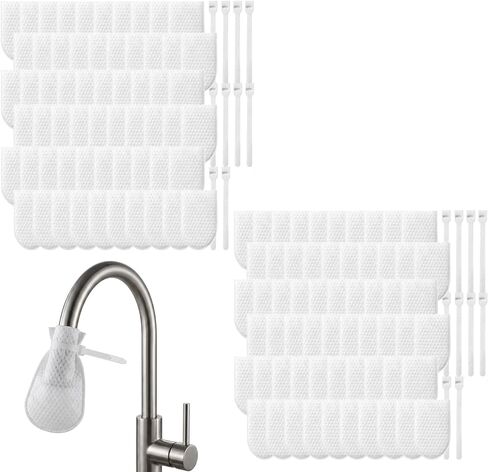 100 PCS Faucet Filter Cotton Bag, 100 Filter Bags with 20 Straps for Kitchen Faucet, Multi-Layer Filtration for Sediment and Rust Reduction, Softened Water Flow for Daily Household Use in Kuwait