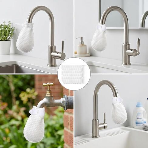 100 PCS Faucet Filter Cotton Bag, 100 Filter Bags with 20 Straps for Kitchen Faucet, Multi-Layer Filtration for Sediment and Rust Reduction, Softened Water Flow for Daily Household Use in Kuwait