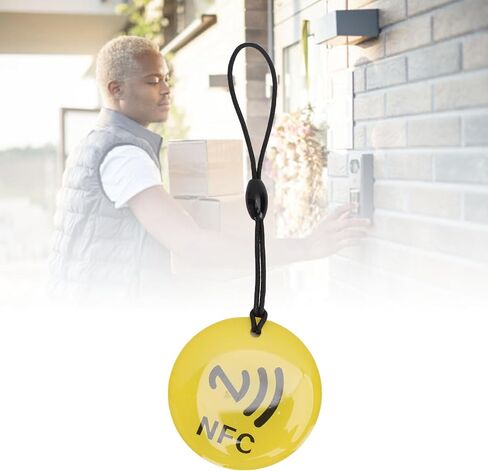 NFC Key Fob 10pcs، NTAG213 Chip Fob القابلة للبرمجة لجميع هواتف NFC، سلسلة مفاتيح صفراء مع عمر طويل، كثافة مسح عالية، برنامج سهل -، خفيف الوزن in Kuwait