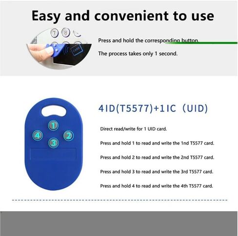 RFID 5-in-1 Key Fob: 4x 125kHz EM ID + 1x 13.56MHz IC Tag, ABS Waterproof, 45x25mm for Access Control, Parking, Attendance in Kuwait