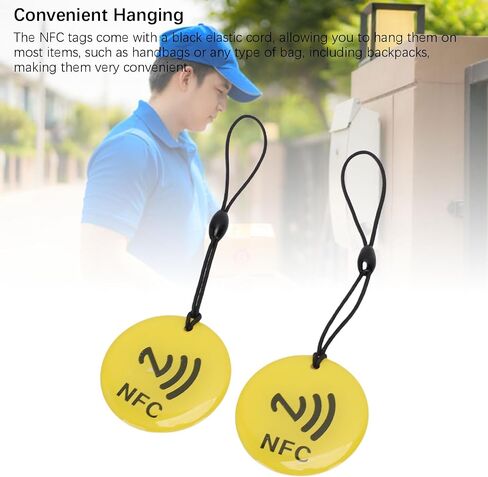 10 قطع من علامات سلسلة المفاتيح NFC الصفراء، بطاقة NFC قابلة للبرمجة برقاقة 35 سم NTAG213، فارغة قابلة لإعادة الكتابة لـ Instagram Business وجميع الهواتف (144 بايت) in Kuwait