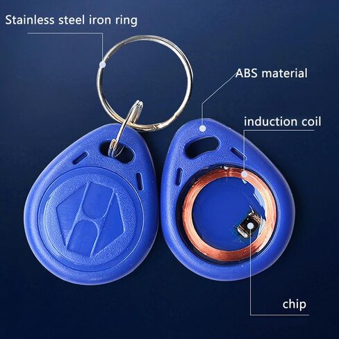 100-pack RFID Keychains, 125KHz Access Control Card ID Cards, Suitable for Access Control Systems, Keychain Card Token Tags (Blue) in Kuwait