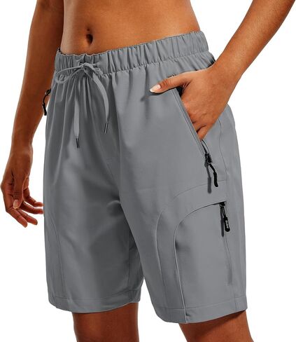 Hiking Shorts for Women - Womens Long Golf Cargo Short with Zipper Pockets in Kuwait