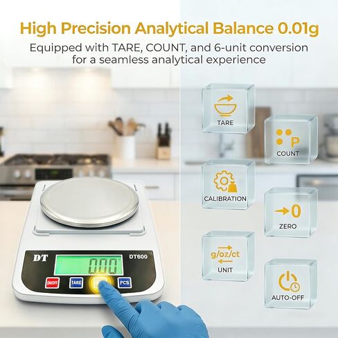 Digital Lab Scale 1000g x 0.01g High Precision Analytical Balance Electronic Scale, LCD Display and Counting for Laboratory Jewellery Kitchen Scientific in Kuwait