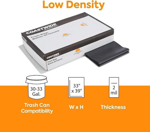 Heritage X6639QK Low-Density Repro Can Liner, 33 gal, 2 mil, 33 x 39, Black, 100/Carton in Kuwait