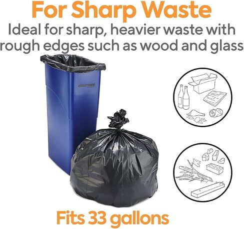 Heritage X6639QK Low-Density Repro Can Liner, 33 gal, 2 mil, 33 x 39, Black, 100/Carton in Kuwait