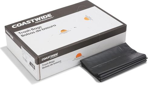 أكياس قمامة سوداء احترافية من Coastwide سعة 55-60 جالون من الراتنج المعاد معالجته 1.3 مل، 38 بوصة × 58 بوصة، 100 قيراط in Kuwait