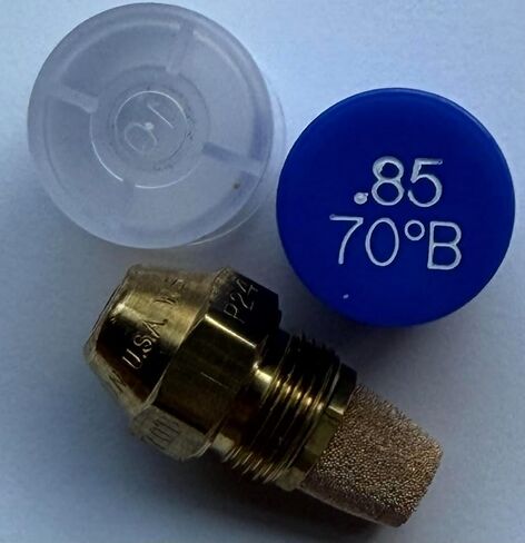 Two Pack - Oil Burner Nozzle, .85 70 B, Solid Spray Blue Cap .85 70 B Oil Nozzle .85 Gallons per minute with a 70 degree Solid Spray in Kuwait