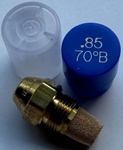 Two Pack - Oil Burner Nozzle, .85 70 B, Solid Spray Blue Cap .85 70 B Oil Nozzle .85 Gallons per minute with a 70 degree Solid Spray in Kuwait