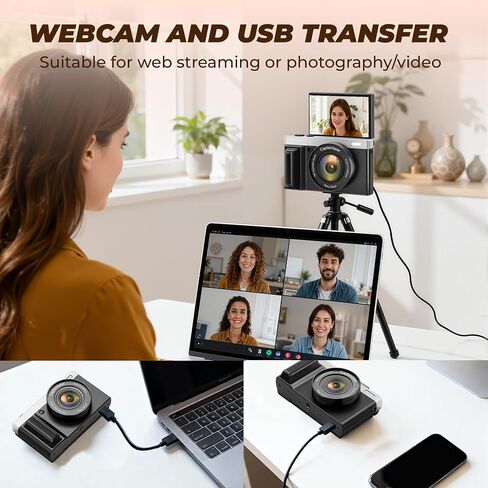 4K Digital Cameras for Photography, Anti-Shake 4K Cameras, Autofocus Vlogging Video Camera with 180° Flip Screen in Saudi Arabia