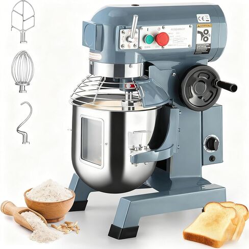 15Qt Commercial Food Mixer, 660W Commercial Stand Mixer with 3 Speeds Adjustable, Heavy Duty Electric Dough Mixer with Stainless Steel Bowl, Dough Hooks &Whisk Beater, for Bakery Pizzeria in Kuwait