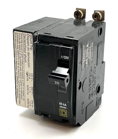 Square D QHB2201021 2-Pole 20A 120/240V 65kA Bolt-on Shunt Trip Circuit Breaker in Kuwait