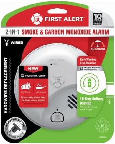 First Alert 10 Year Back Up Hard-Wired w/Battery Back-Up Ionization Smoke and Carbon Monoxide Detect in Kuwait