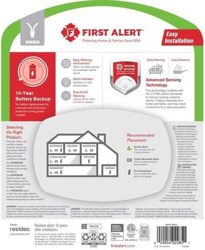 First Alert 10 Year Back Up Hard-Wired w/Battery Back-Up Ionization Smoke and Carbon Monoxide Detect in Kuwait