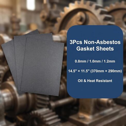 3PCS Non-Asbestos Gasket Material Paper Sheet-0.8mm/1mm/1.2mm | 15"x11.8",Oil/High Temp/Corrosion Resistant for Small Engine Repair, Lawn Mower, Motorcycle, Generator DIY Cutting Sealing in Kuwait