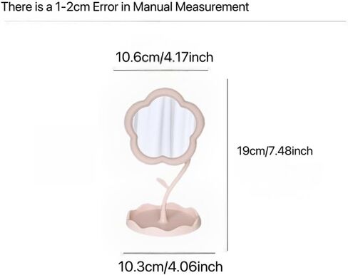 Floral Vanity Mirror with Jewelry Tray - 7.5" Adjustable Makeup Mirror, Boho Home Decor for Dresser/Desk, Bridesmaid Gift & Aesthetic Instagram Decor (Matte White) in Saudi Arabia