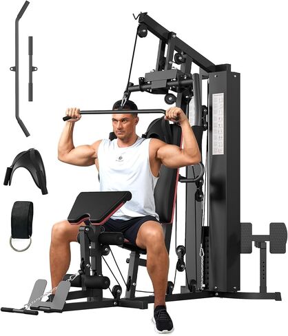Garvee Home Gym Equipment Machine, Full Body Workout Machine with 150 LBS Weight Stack, Multifunctional All in One Exercise Station with Preacher Curl Pad, Leg Developer for Strength Training in Kuwait