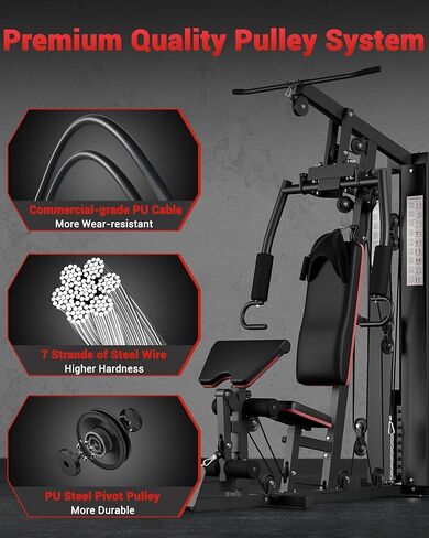 Garvee Home Gym Equipment Machine, Full Body Workout Machine with 150 LBS Weight Stack, Multifunctional All in One Exercise Station with Preacher Curl Pad, Leg Developer for Strength Training in Kuwait