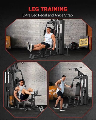 Garvee Home Gym Equipment Machine, Full Body Workout Machine with 150 LBS Weight Stack, Multifunctional All in One Exercise Station with Preacher Curl Pad, Leg Developer for Strength Training in Kuwait