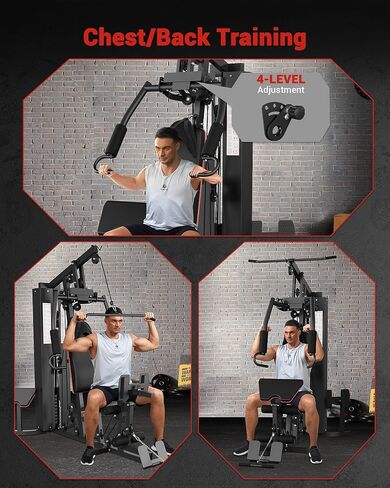 Garvee Home Gym Equipment Machine, Full Body Workout Machine with 150 LBS Weight Stack, Multifunctional All in One Exercise Station with Preacher Curl Pad, Leg Developer for Strength Training in Kuwait