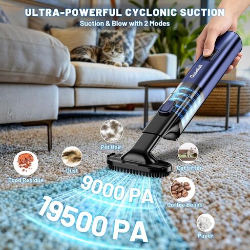 Car Vacuum Portable Cordless, 19500Pa 4-in-1 Handheld Vacuum Cordless Vacuum Cleaner&Air Duster with Multi-Nozzles, 140W Hand Cordless Rechargeable Vacuum Cleaners for Car, Home, Office, Pet in Kuwait