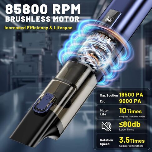 Car Vacuum Portable Cordless, 19500Pa 4-in-1 Handheld Vacuum Cordless Vacuum Cleaner&Air Duster with Multi-Nozzles, 140W Hand Cordless Rechargeable Vacuum Cleaners for Car, Home, Office, Pet in Kuwait
