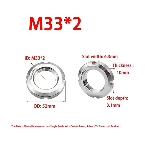 GB812 Stainless Steel Slotted Round Nuts Locknuts with Fine P2.0 Thread M24-M50(M33X2 1PCS) in Kuwait